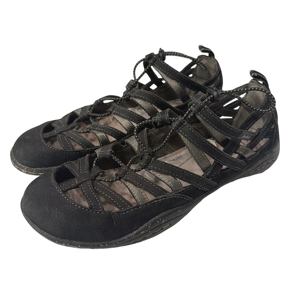 Jambu Womens Bangle Barefoot Hiking Sandals Black Leather Strappy 8M Gorpcore